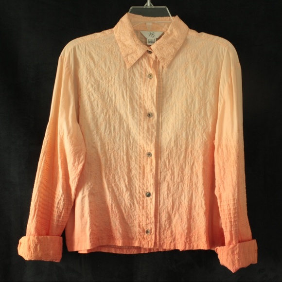 Ombre Tops - Ombre Pleated Embroidery Shirt sz M [R1]